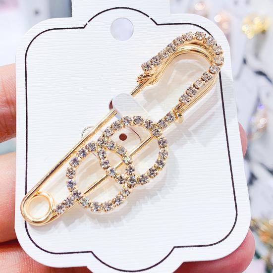 Safety Pin Brooch for Women Rhinestone Decorative Shawl Sweater Clip Alloy Safety Pins for Dress Shirt Cardigan