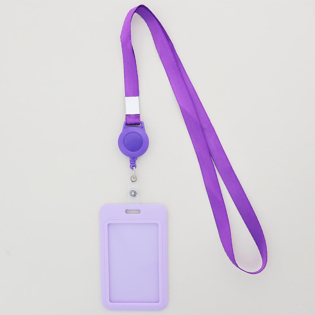 Pure Color Retractable Badge Reel Retractable Teacher Lanyard with Name Card Badge Holder Neck Strap Keychian Accessories Gift