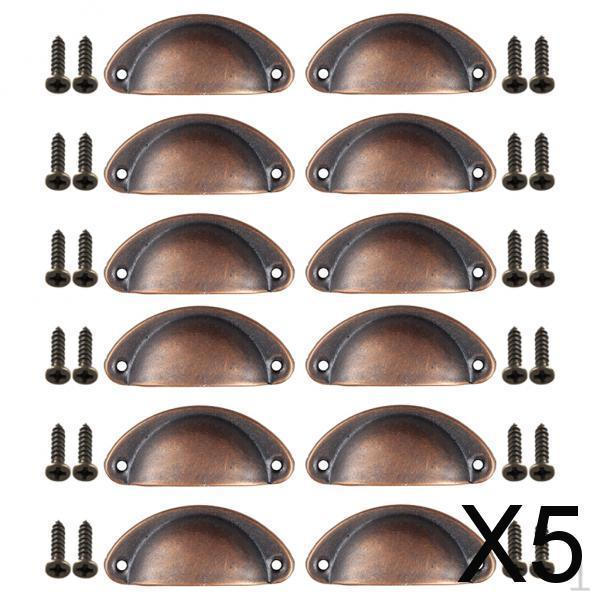 5x 12 Pulls Cup Pull Handles Knobs Shell Ear-Like Handle for Cabinet Dresser Drawer Bin (with