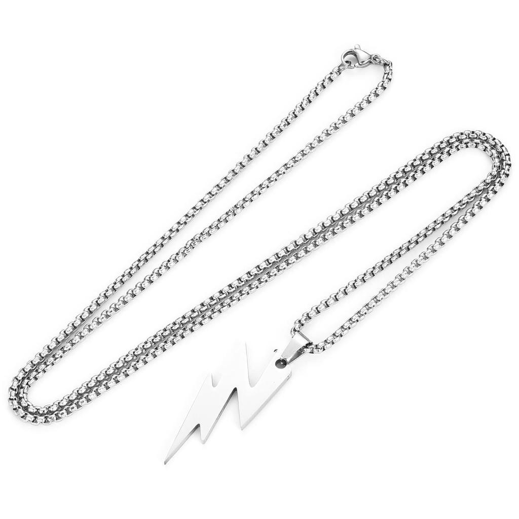 Men's Titanium Steel Lightning Pendant Necklace - Trendy, Hip-Hop Style, Versatile Accessory