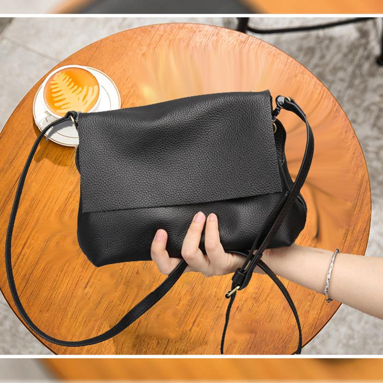 New Leather Minimalist Women's Shoulder Bag, Fashionable and Versatile, Casual Street Cowhide Crossbody Small Square Bag
