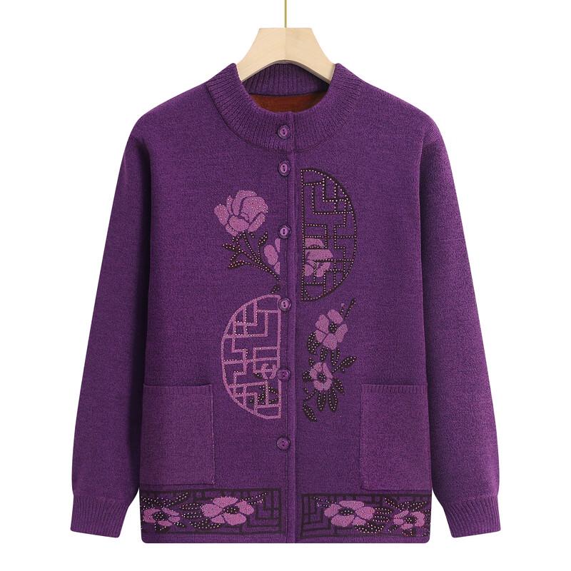 Langsha Elderly Women's Autumn Knit Cardigan Sweater