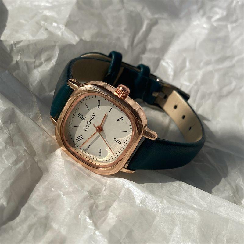 

Женские кварцевые часы Retro Square: Элегантный, легкий, простой кожаный ремешок, стильный для школы, модный, дорогой