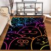 Colorful Neon Cats Pattern on Black Background Carpet1Cute Cartoon Cat Faces Design Suitable for use as an anti-slip1 for1room and bedroom sofas