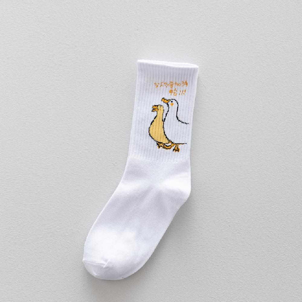 Women Japanese Korea Cute Cartoon Cow Bear Rabbit Duck Unicorn Funny White Cool Harajuku Hip Hop Cotton Skateboard Socks