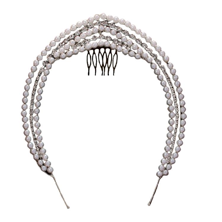 Eye-catching Pearls Hairband Luxurious Crystal Elaborate Hair Accessory for Parties Proms Masquerade Wedding