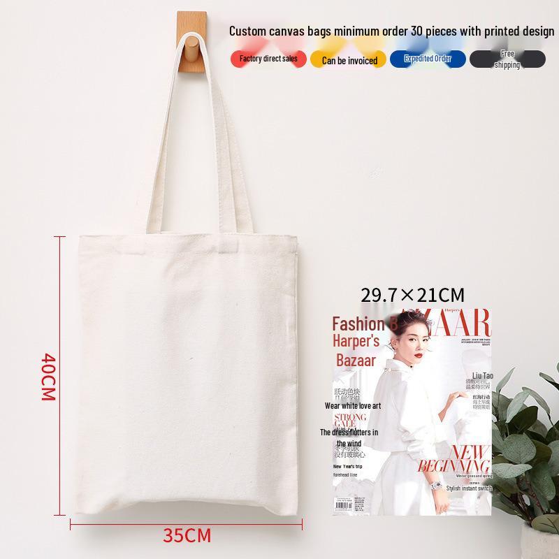 Black Canvas Tote Bag with Logo Print - Eco-friendly for Students