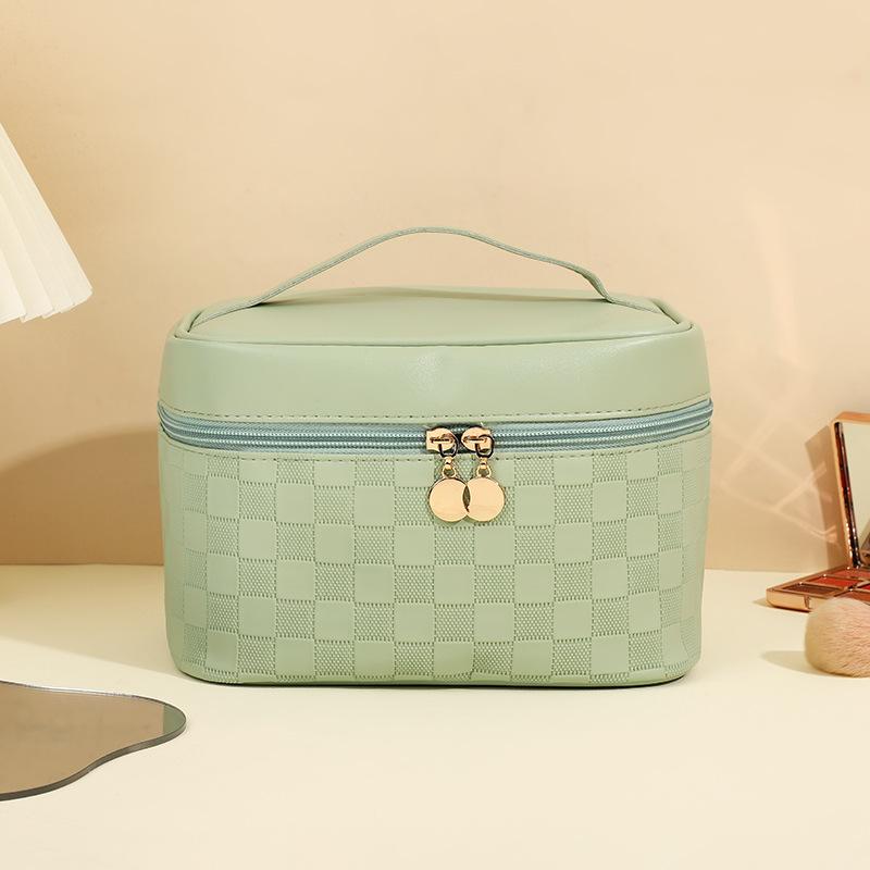 Simple checkerboard cosmetic bag women's high-end sense large-capacity storage bag waterproof portable travel toilet bag