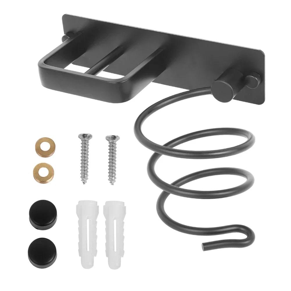 

Держатель для фена, настенная стойка для фена, органайзер для инструментов по уходу за волосами и укладке, корзина для хранения в спальне и ванной комнате, аксессуары чёрный