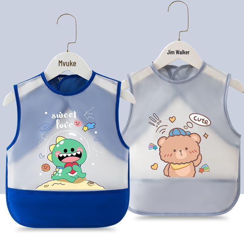 Waterproof Unisex Baby Bib: Anti-Stain Sleeveless Smock for Kids, Reversible Protective Wear.