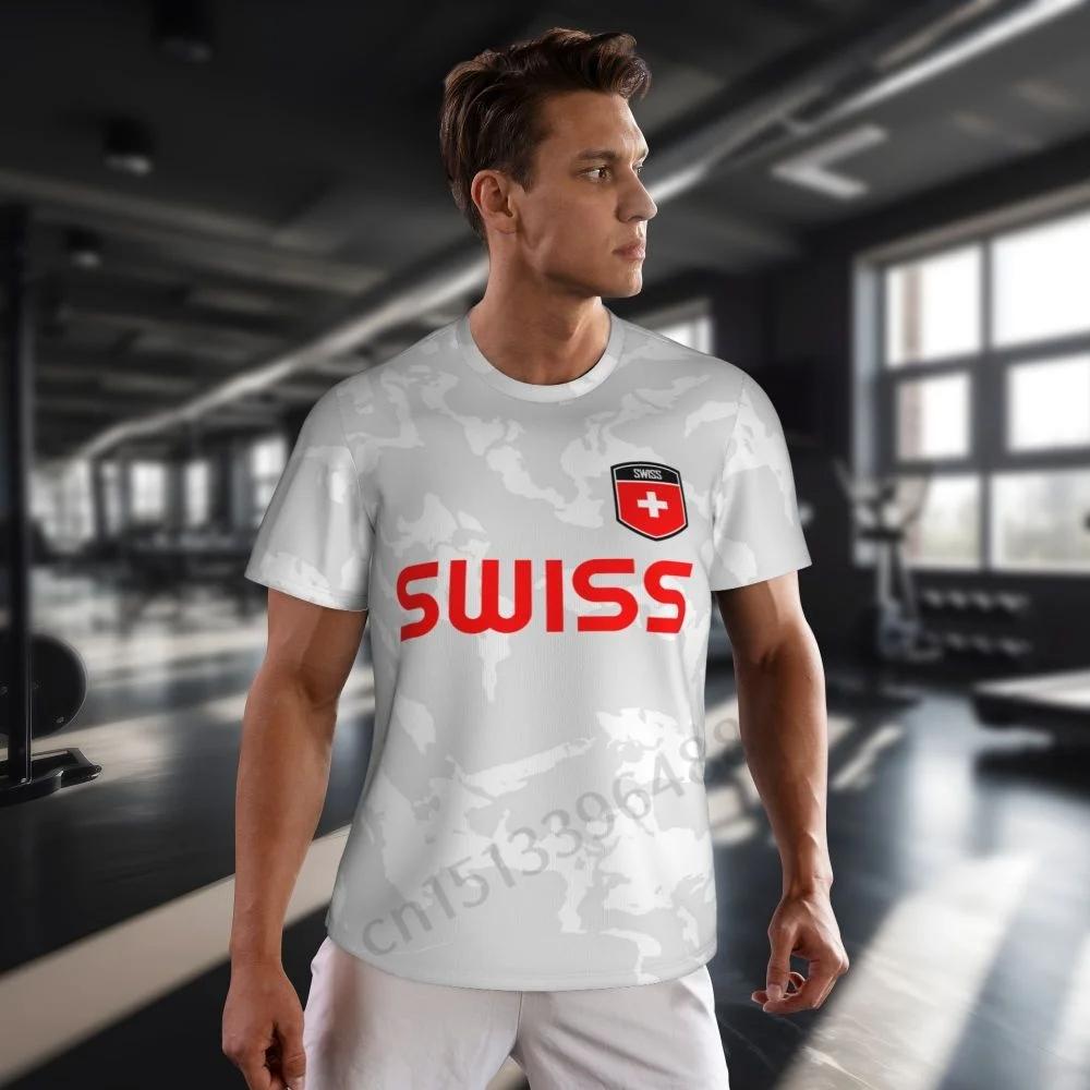 Swiss Switzerland SUISSE Soccer Football Tshirt Print 3D Flag National JERSEY CHEER Training Round Neck Unisex Men Women Sport Short Sleeve Uniform