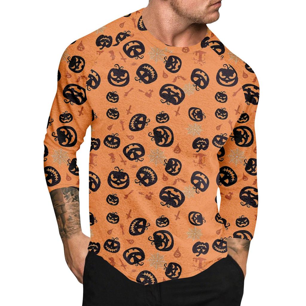 Halloween Print Raglan Sleeve Men's Long Sleeve Top