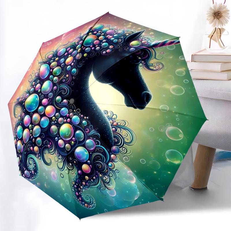 

1pc Unicorn Bubble Art Automatic Umbrella - Automatic Opening And Closing, Sturdy Iron Frame, Formal Occasions yy251018189