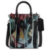 X Mint+Serf North/South 14 Collaboration Graffiti Print Leather Tote Bag Women Tote Bag Black CM213-SVA47