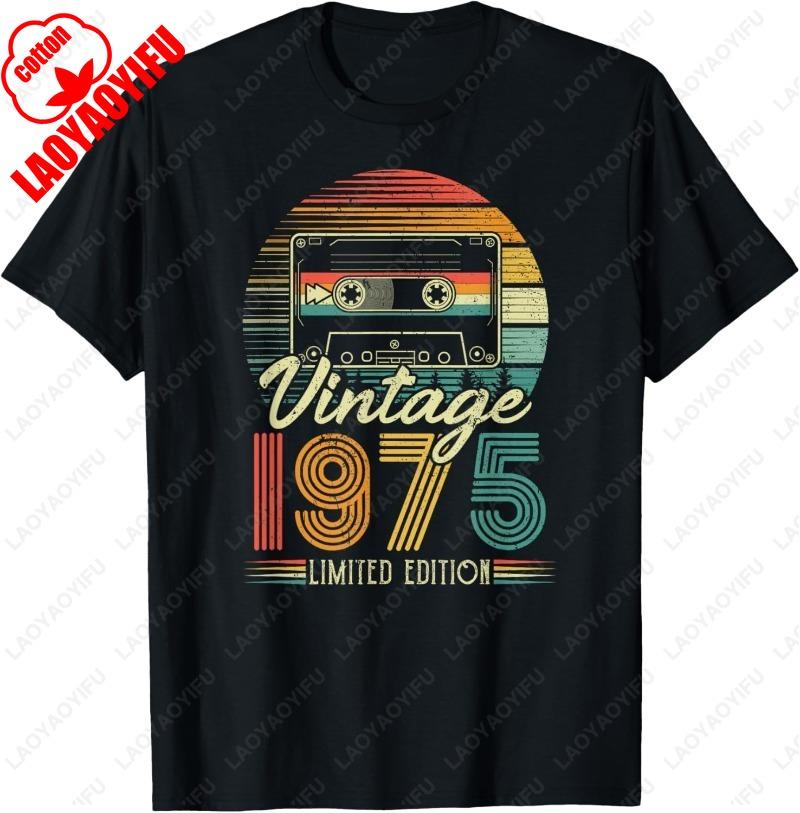 1975 Vintage Birthday Retro Men Women Gift TShirt Summer Casual Comfortable Graphic Tshirts Classics Funny Cotton Streetwear