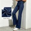 Jeans a zampa colorati da donna con vita elasticizzata e tasche multiple