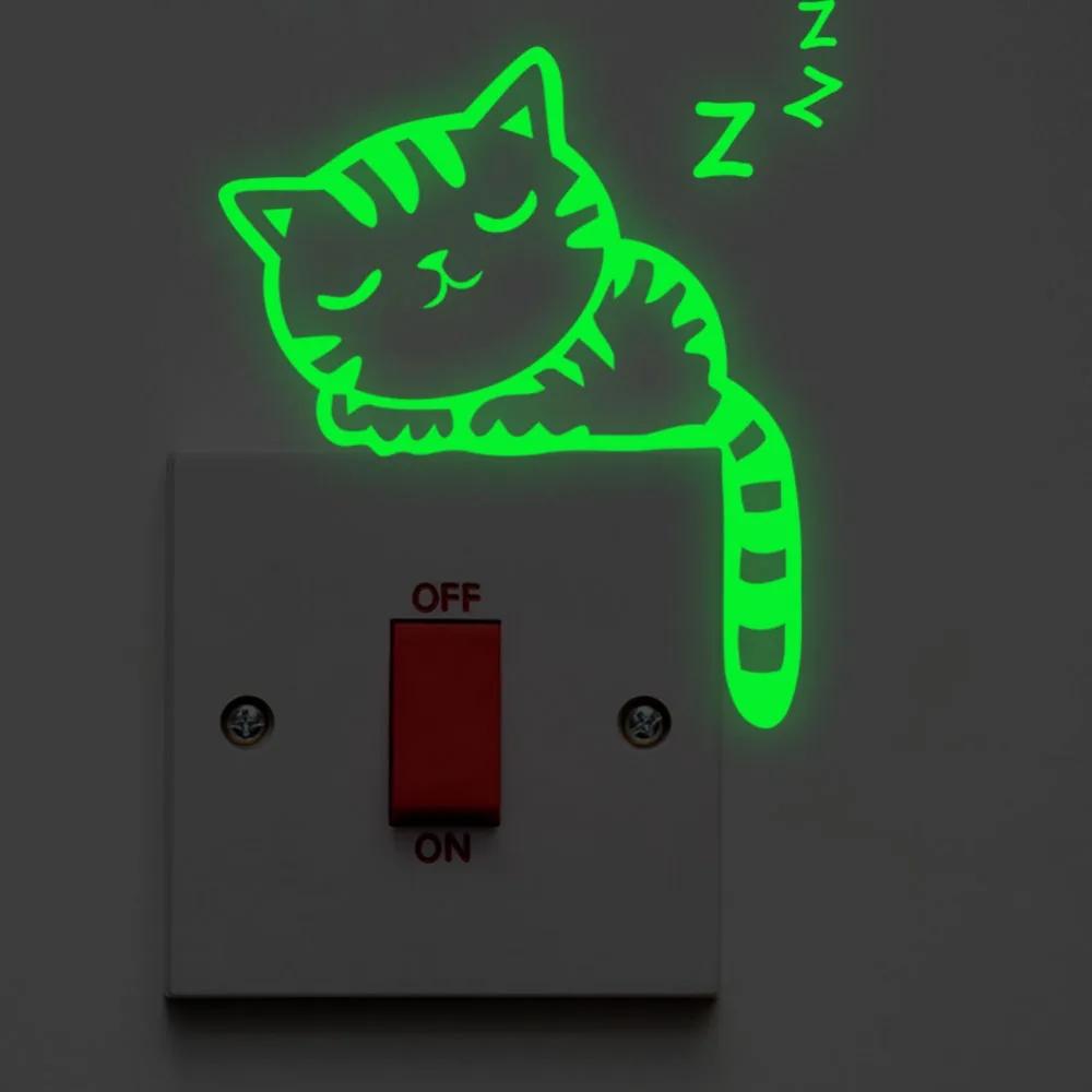 Cartoon Luminous Glow Switch Sticker On The Dark Wall Stickers Home Decor Children's Room Decoration The Moon Star Cat Sticker