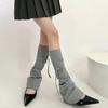 Women Harajuku Solid Color Flared Leg Warmers Lace Up Bandages Leg Sleeves Cover Footless Wide Leg Long Socks Streetwear