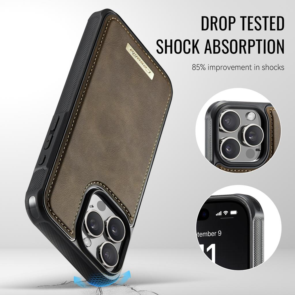 For iPhone 14 Pro Max Magnetic Case CASEME ME80 Series Leather PC TPU Phone Cover with Detachable Wallet