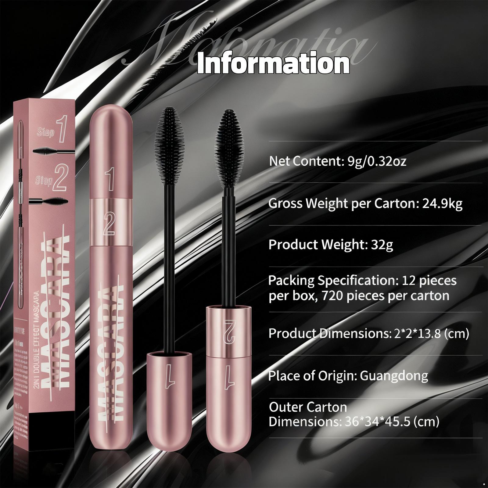 

Dual-Effect Black Mascara 2 In 1 – Smudge-Proof, Water Resistant, Clump-Free for Length & Volume One Size чёрный