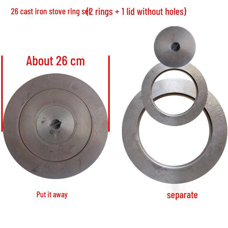 Cast Iron Firewood Stove Ring & Lid: Thickened Rustic Pot and Fire Pit Accessories