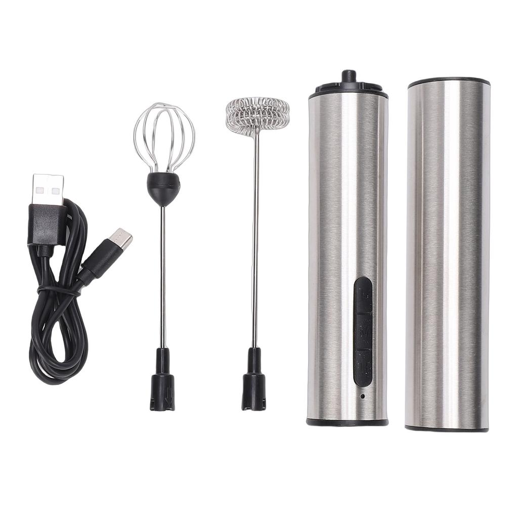 USB Rechargeable Milk Frother Hanheld Stainless Steel Portable Hand Frother Wand Drink Mixer Egg Beater