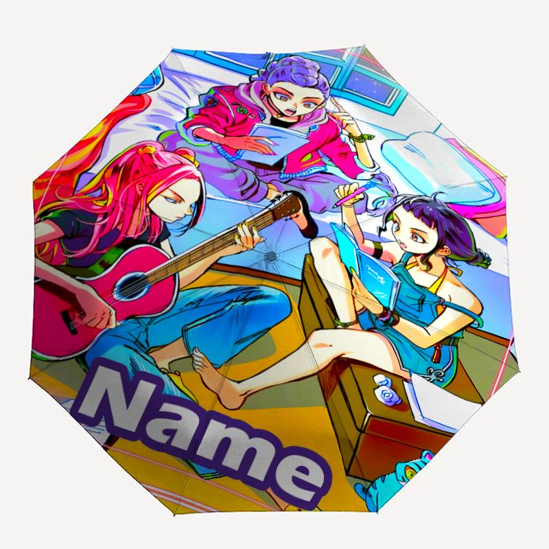 Personalized Name K-KPop Demon Hunters Print Umbrella - Automatic Open/Close, Eight-Rib Durable Frame, Automatic Folding Umbrella