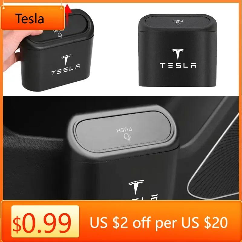 Car Sticker Tesla Car Trash Can Auto Organizer Storage Bag Car Garbage Bin For Tesla Model 3 Model X S 2016-2020 Decals TM3 TMX