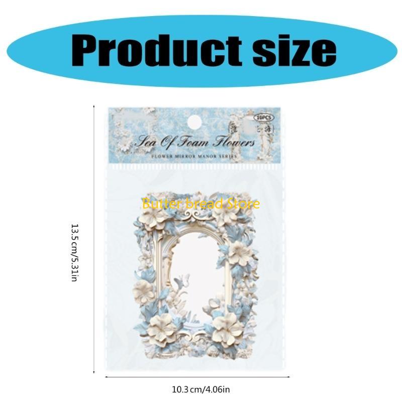 W89C 10Sheets Vintage Embossed Cutout Frame Collage Cards Scrapbooking Background Collage Paper for Journaling Paper Craft