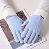 Autumn and winter gloves, women's cold protection and warmth, cycling full finger fashion new adult knitted wool finger separation
