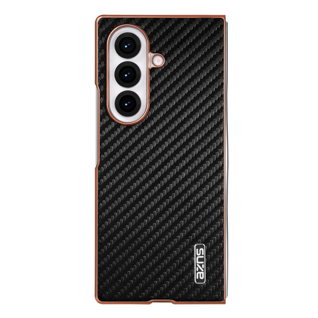AZNS For Samsung Galaxy Z Fold7 5G Case Electroplating Carbon Fiber Texture PU+PC Phone Cover