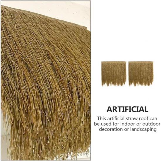 2Pcs Simulated Thatch Straw Roof for Garden Decor Artificial Thatch Roofing for Simulation Thatch for Tiki Bar Patio and Fence Decoration