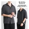 [COMOOS] Men's Shirt Oversize Polo Neck Short Sleeve #03-Gray L