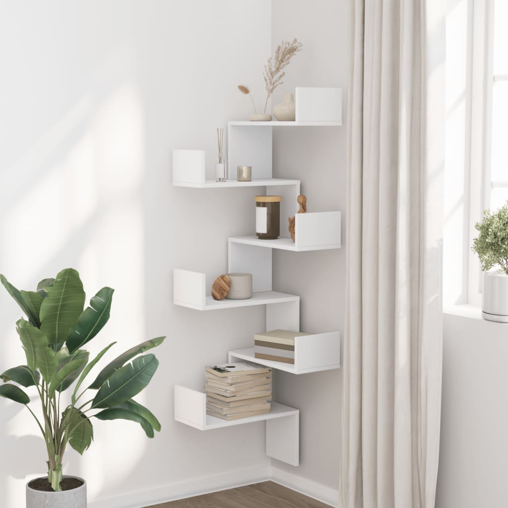 6-Tier Irregular Corner Shelf, Storage and Display Racks for Living Room, Bedroom, Hallway, Entryway, and Bathroom, 45x45x147cm