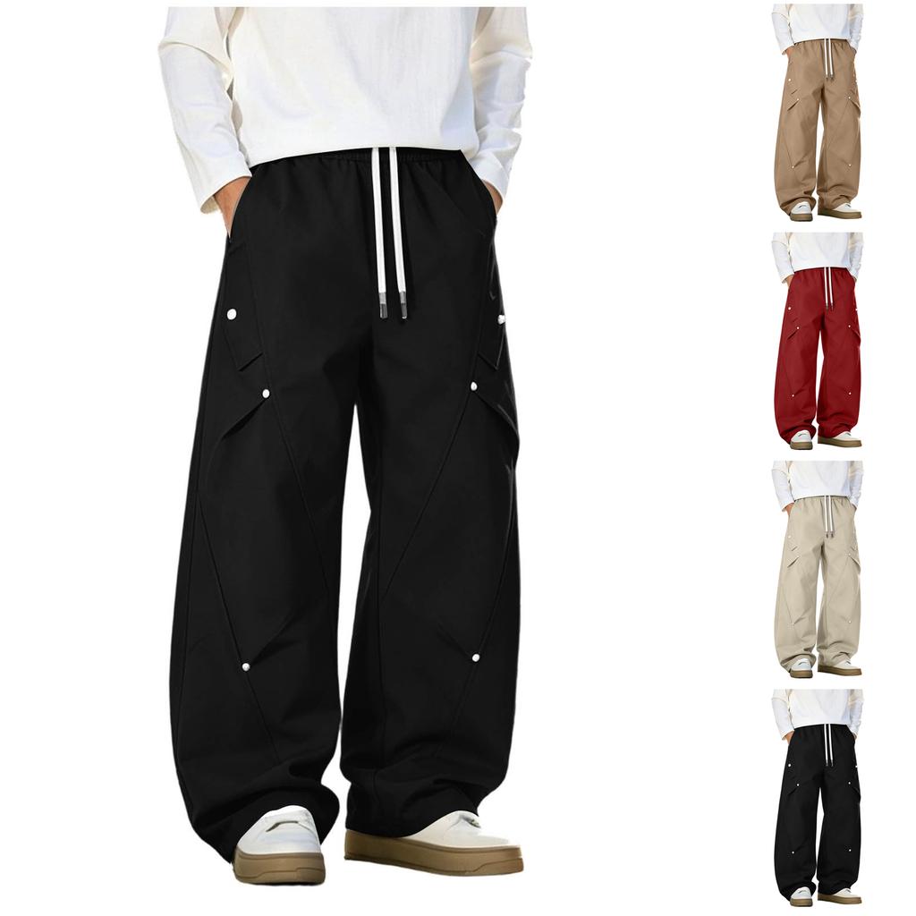Herren Frühlings Herbst Locker Geschnittene Cargohosen mit Mehreren Taschen Gerades Bein Streetwear