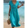 BITCED Fashion Summer Spring Solid Color Print  V-Neck Short Sleeve Casual Dresses
