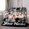 Custom 1Pc Cartoon Eyes Fleece Flannel Blanket Soft Warm Cozy Office Throw For Bedroom Couch Travel Birthday Xmas Gift