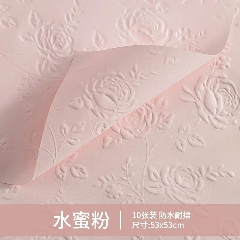 10piece 50x50cm 3D Flower Bouquet Wrapping Paper 3D Rose Texture Kraft Paper Floral Materials Birthday Gift Packaging Party Deco
