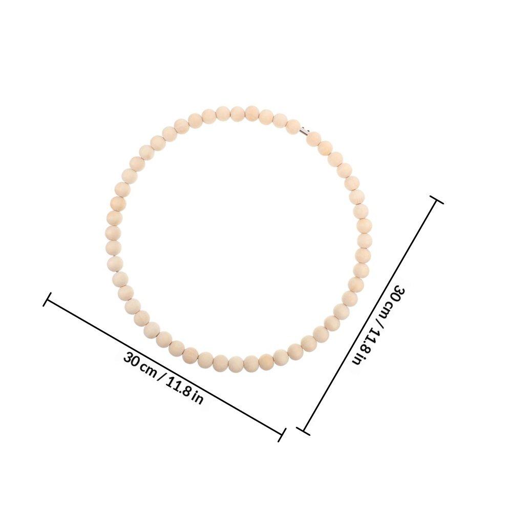 Wood Bead Accent Wreath DIY Craft Kit with Metal Hoop Natural Rustic Home Decor for Wedding Ceremony Boho Style