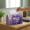 1pc, 2D Flat Printing, Romantic Lavender Tissue Paper Storage Box - Purple Flower Heart-Shaped Butterfly Pattern, Suitable for Vehicles, Kitchens, Res