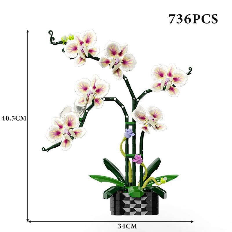High-Quality Creative High-Quality 736Pcs High-Quality Orchid High-Quality Potted High-Quality Plant High-Quality Cymbidium High-Quality Building