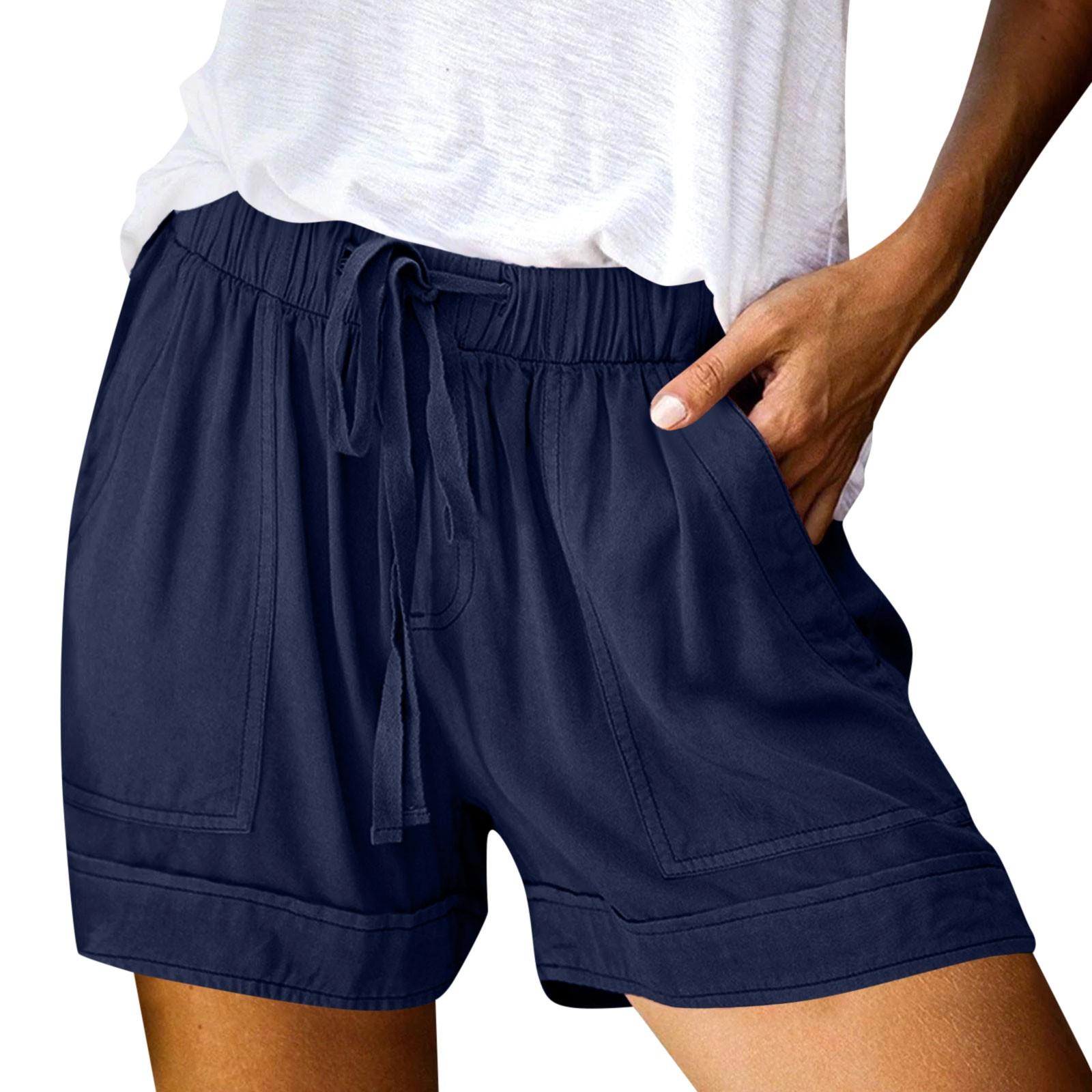 

Женские повседневные летние эластичные пляжные шорты однотонные повседневные шорты S