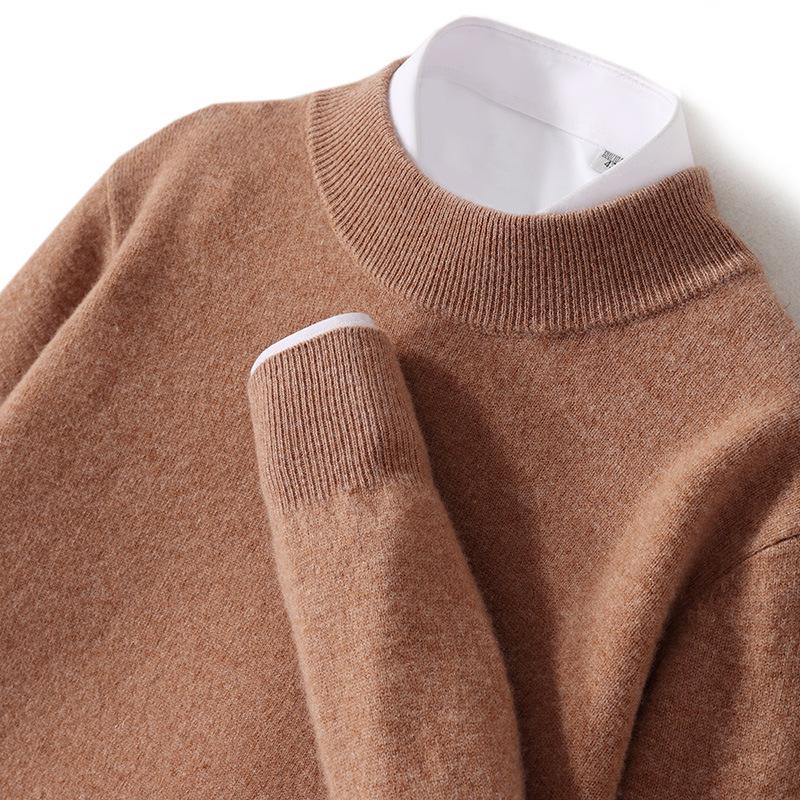

Men s Plus Size Pure Wool Cashmere Sweater - Half-High or Mid-High Collar, Warm Knit for Autumn/Winter 3XL