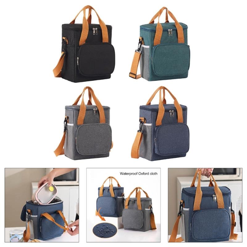 Insulated Food Container with Shoulder Belt Waterproof Lunch Storage Bag Large Capacity Multiple Pockets Box for Meal