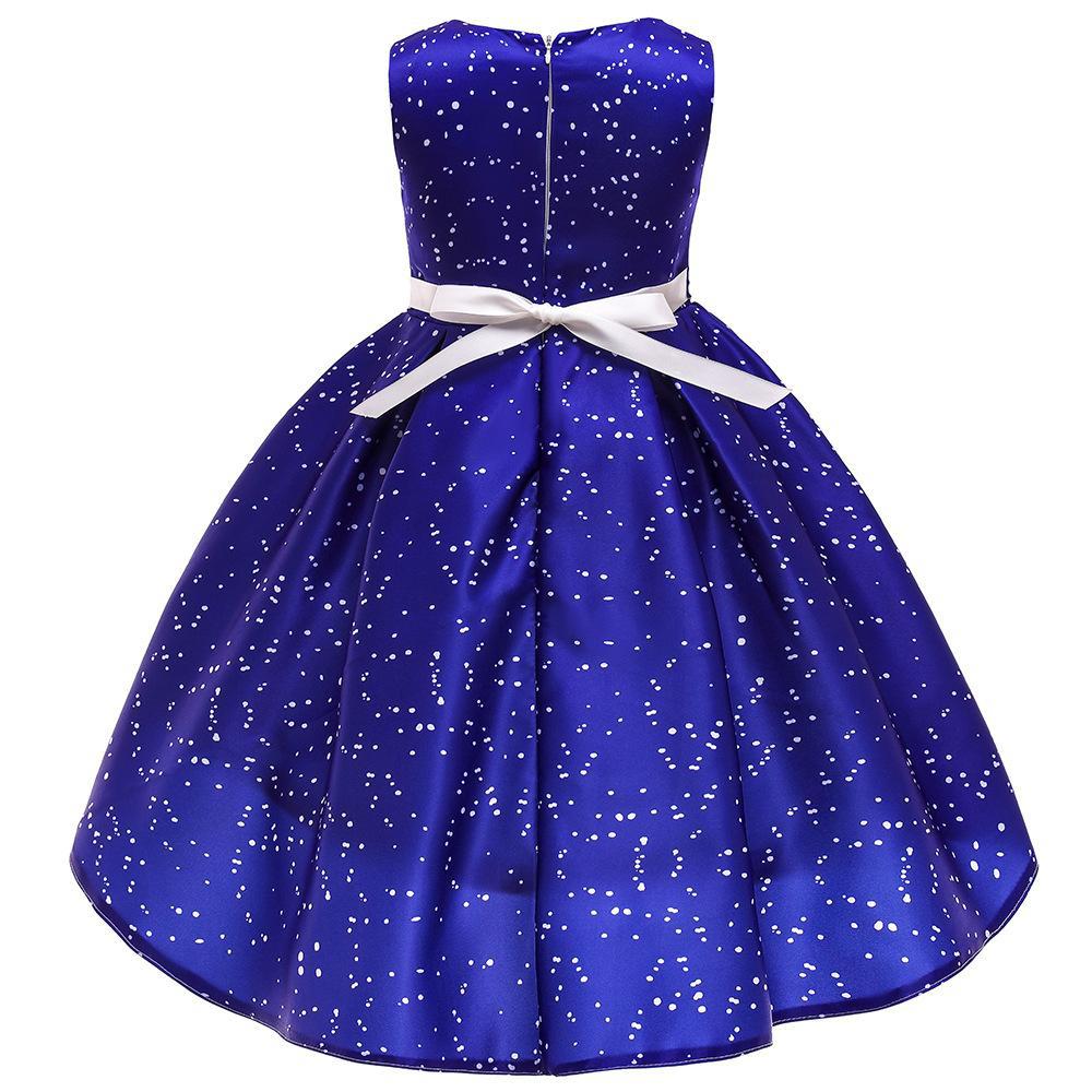 Girls Christmas Princess Dress with Santa Snowflake Print - Holiday Party Dress