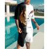 Summer New Men's Suit 3D Printig Geometric Patterns Short Sleeve  Shirt Shorts Suit Fashion Shirt Men's Two Piece Set Streetwear