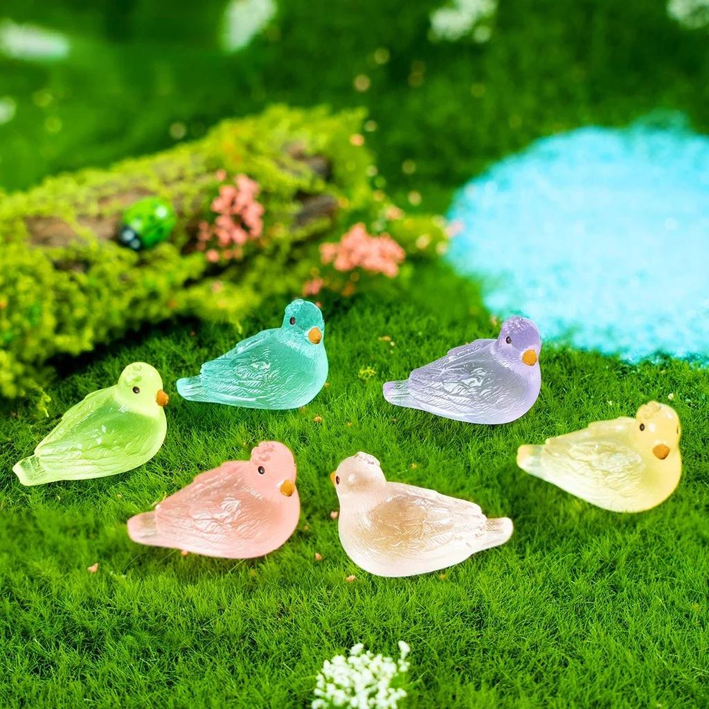 10Pcs Miniature Pigeon Home Decor Diy Accessories Luminous Dove Glow At Night Doll House Decoration Fairy Garden Decorate