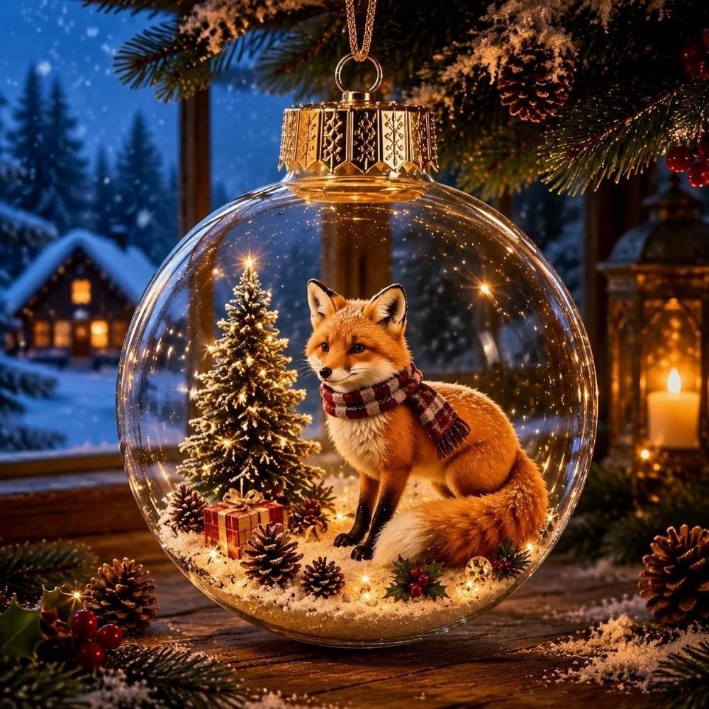 Light-Up Animal Snow Globe Ornament Clear Christmas Tree Ornament  Home Decoration