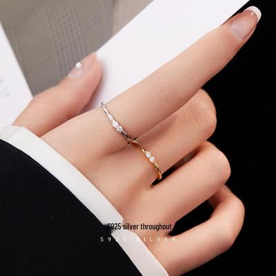 Banyan Tree S925 Silver Zircon Twisted Ring - Unique Cold Style Overlapping Design for Women