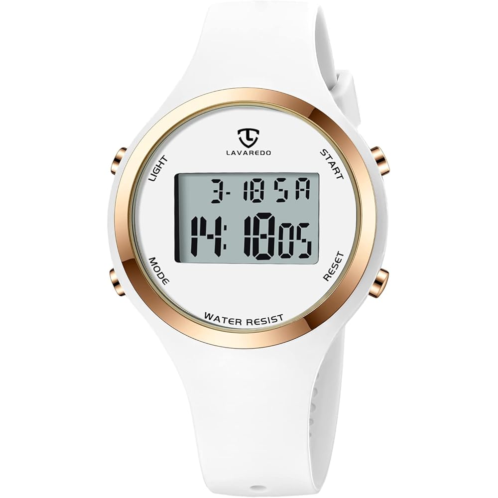 Unisex Digital Sports Watch White Waterproof Alarm Date Display Multi-Function Outdoor Style